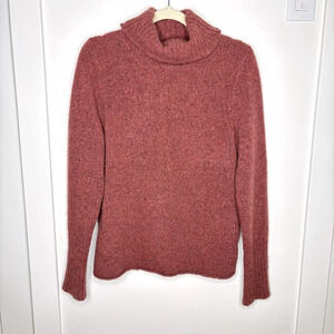 360 Cashmere Turtleneck Sweater Brown Muted Pink Confetti Size M